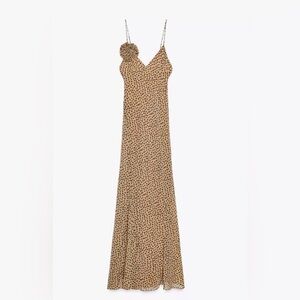 Zara Tan One Shoulder Polka Dot Dress